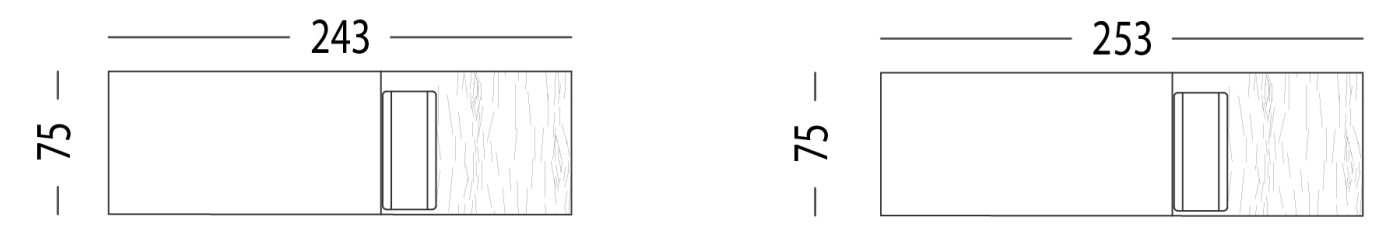 POUF WITH FIXED SIDE TABLE AND ARM