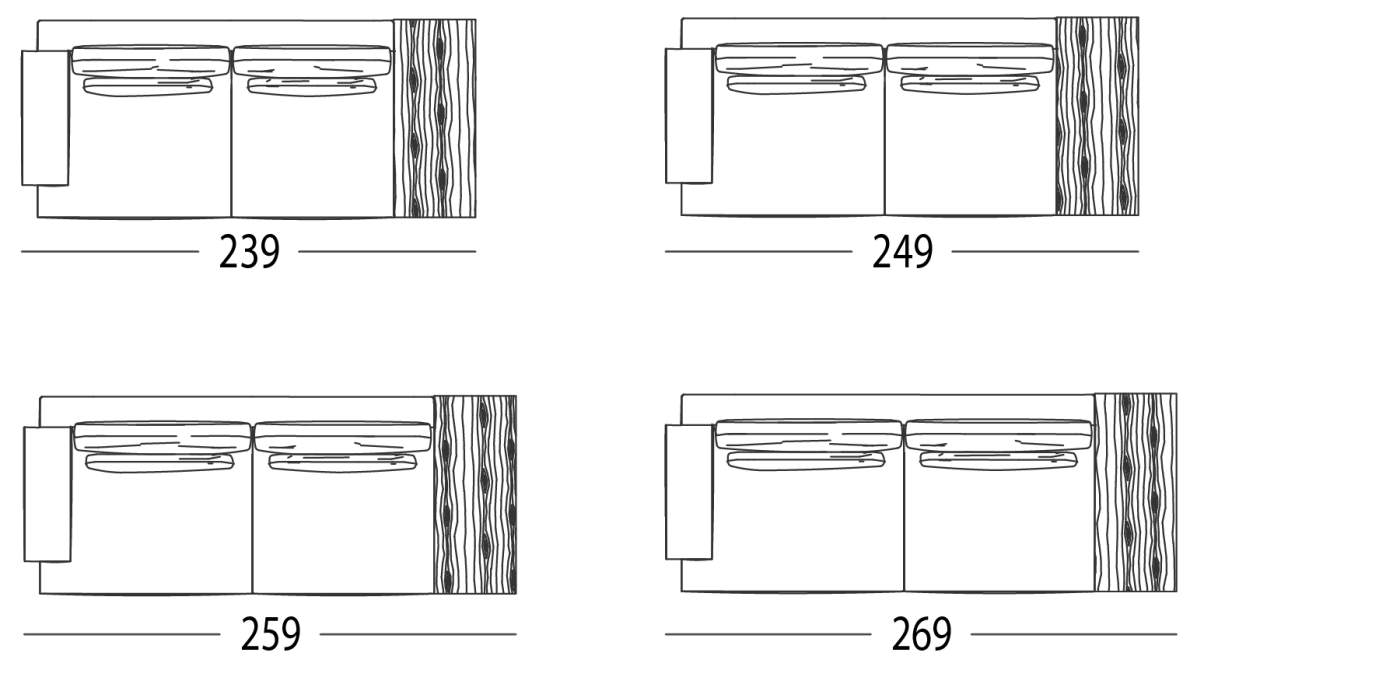 SOFA WITH 1 ARM LEFT OR RIGHT AND FIXED SIDE TABLE